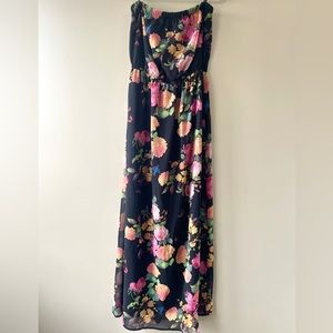 Forever 21 floral print  strapless maxi dress